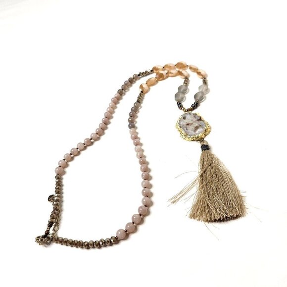 Nakomal Women's Geode Long Necklace Beaded - Picture 1 of 3